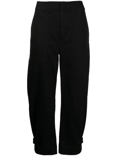 Proenza Schouler White Label Cotton Twill Tapered Trousers In Black