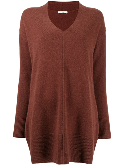 Co Oversized Cashmere Knit Crewneck Sweater In Brown