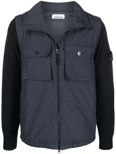 Stone Island Removable Sleeves Padded Jacket In Blau