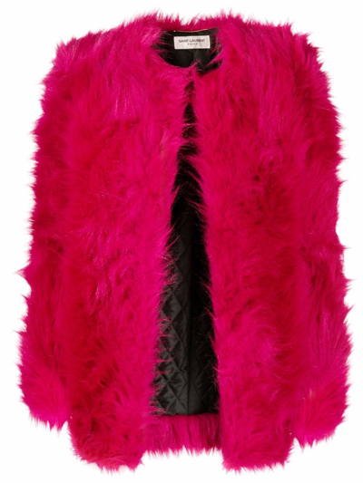 Saint Laurent Faux Fur Jacket In Rot