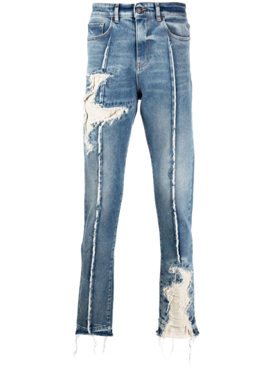 Val Kristopher Distressed Slim-fit Jeans In Blau