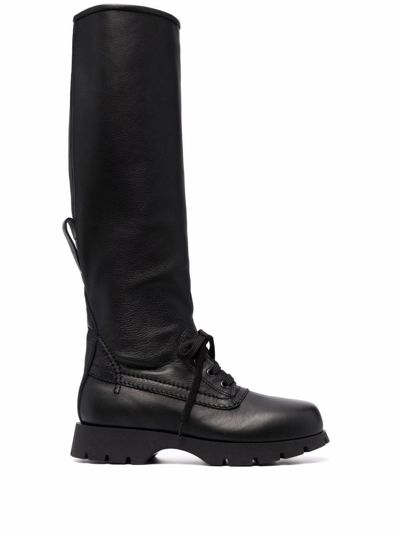 Jil Sander Knee-high Combat Boots In Schwarz