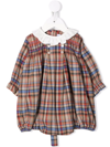 Siola Tartan-print Cotton Romper In Neutrals