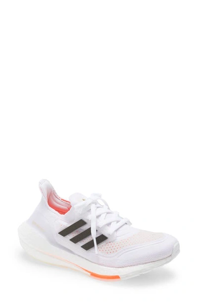 Adidas Originals Ultraboost 21 Primeblue Running Shoe In White/ Core Black/ Solar Red