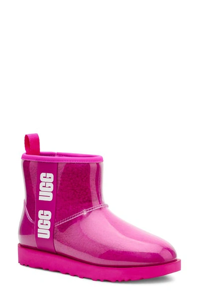 Ugg Classic Mini Waterproof Clear Boot In Dragon Fruit