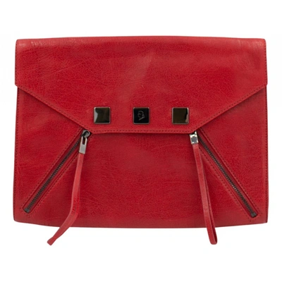 Pre-owned Karl Lagerfeld Leather Clutch Bag In Red