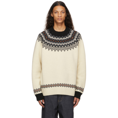 Junya Watanabe Fair Isle Intarsia-knit Crew-neck Jumper In Beige