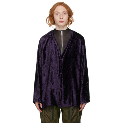 Needles Purple Velvet V-neck Cardigan | ModeSens