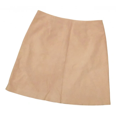 Pre-owned Max Mara Leather Mini Skirt In Pink