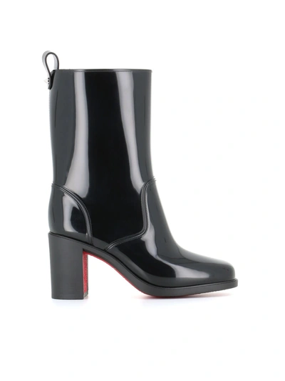 Christian Louboutin Loubirain Calf-high Rain Boots In Black