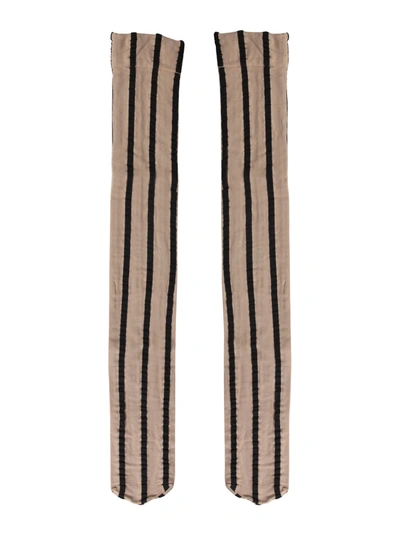 Uma Wang Striped Long-length Socks In Brown