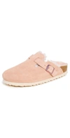 Birkenstock Boston Suede Sfb Womens Pink Clay Slippers In Light Rose/light Rose