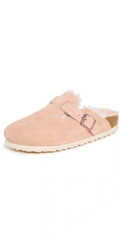 Birkenstock Boston Suede Sfb Womens Pink Clay Slippers
