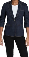 Cinq À Sept Khloe Ruched Sleeve Blazer In Indigo