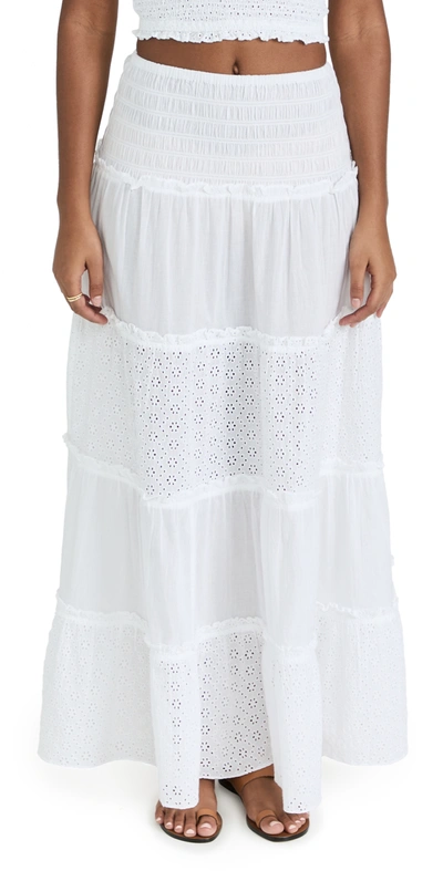 Playa Lucila Smocked Skirt In White Eyelet