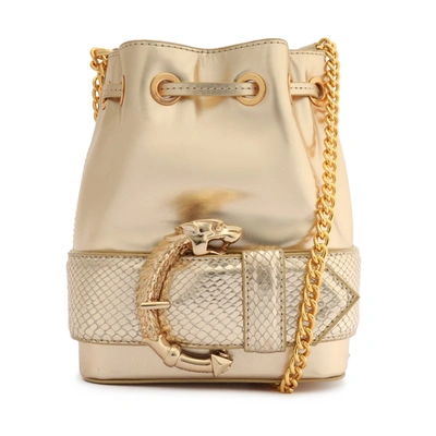 Schutz Mini Bucket Fierce Handbag In Platina Gold