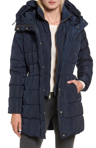 Cole Haan Signature Bib Inset Coat In Navy