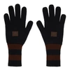 ACNE STUDIOS BLACK & BROWN STRIPED FACE PATCH GLOVES