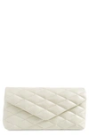Saint Laurent Sade Leather Puffer Clutch In Crema Soft