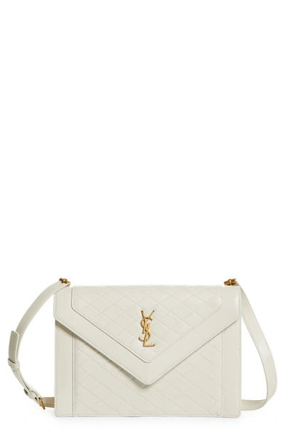 Saint Laurent Gaby Quilted Leather Shoulder Bag In Crema Soft