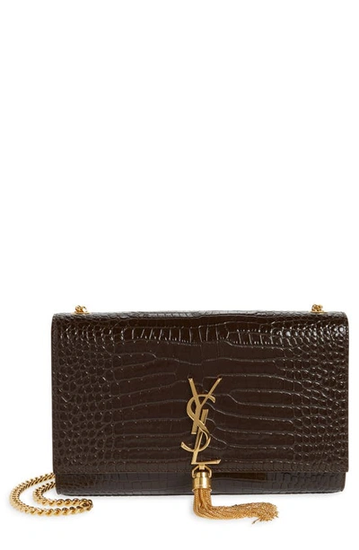 Saint Laurent Medium Kate Leather Shoulder Bag In Terra Scura