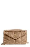 Saint Laurent Loulou Toy Ysl Puffer Quilted Lambskin Crossbody Bag In Beige