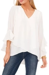Vince Camuto Flutter Sleeve Crossover Top In White