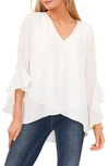 Vince Camuto Flutter Sleeve Crossover Top In New Ivory