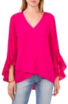 Vince Camuto Plus Size Flutter-sleeve Top In Fuchsia Rose