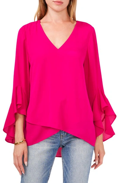 Vince Camuto Plus Size Flutter-sleeve Top In Fuchsia Rose