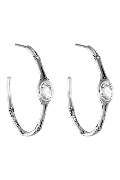 John Hardy 'batu Bamboo' Medium Hoop Earrings In White Topaz