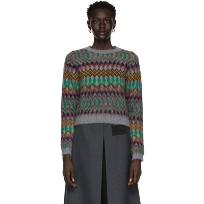 Maison Margiela Abstract Pattern Crew-neck Jumper In Grey,red,green