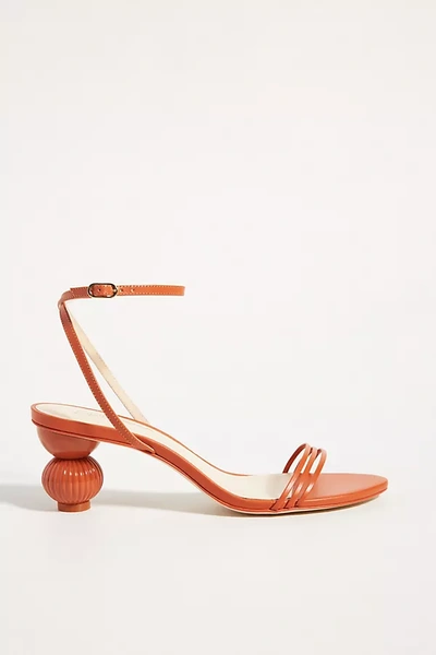 Guilhermina Sculptural Heeled Sandals In Orange