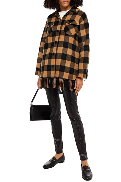 Sandro Fringed Checked Wool-blend Twill Jacket