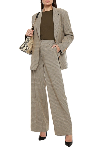 Gestuz Houndstooth Woven Wide-leg Trousers In Brown