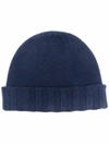 Drumohr Knitted Cashmere Beanie In Blue