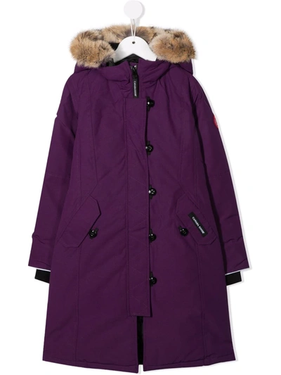 Canada Goose Kids' Britannia Feather-down Parka In Purple