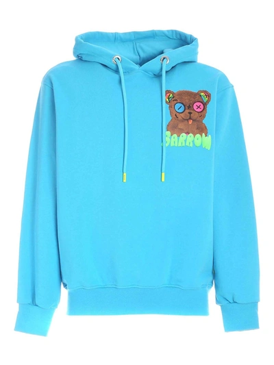 Barrow Unisex Turquoise Hoodie With Multicolored Teddy Logo Print In Blue