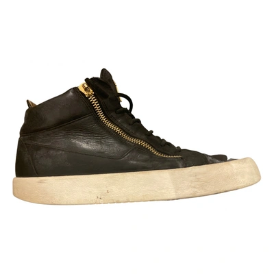 Pre-owned Giuseppe Zanotti Coby Leather Low Trainers In Black