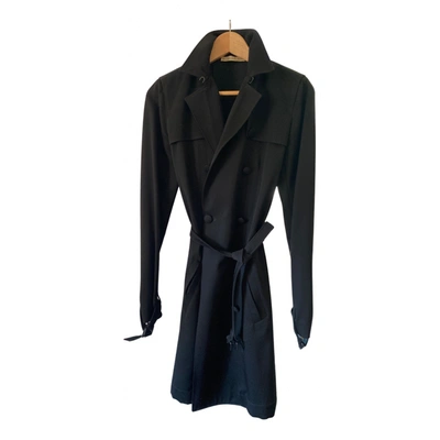 Pre-owned Balenciaga Wool Trench Coat In Black