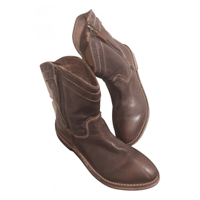 Pre-owned Manila Grace Leather Ankle Boots In Brown