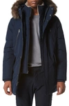 Andrew Marc Ventura Quilted Down Coat With Genuine Shearling & Faux Fur Trim In Ink