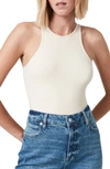 Allsaints Womens Linnet White Jamie Short-sleeve Stretch-cotton Bodysuit 2 In Linnet White