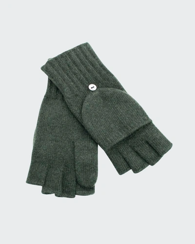 Portolano Jersey-knit Cashmere Flip-top Gloves In Green Menagerie