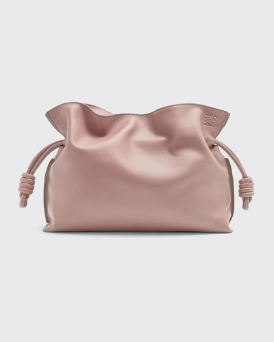 Loewe Flamenco Drawstring Knot Clutch Bag In Dark Blush