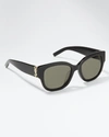 Saint Laurent Ysl Oversized Acetate Cat-eye Sunglasses In Shiny Black