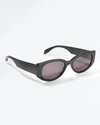 Alexander Mcqueen Logo Rectangle Acetate Sunglasses In 004 Shiny Pink