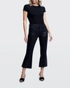 L'agence Kendra Coated High Waist Crop Flare Jeans In Noir Coate