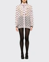 Prada Sequin-embellished Chiffon Polka Dot Top In F0106 Ciclamino