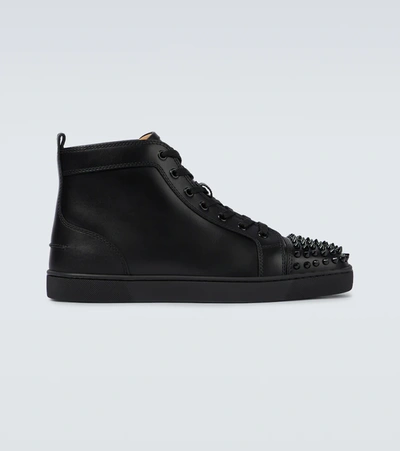 Christian Louboutin Louis Junior Spikes Sneakers In B049 Black/black/bk